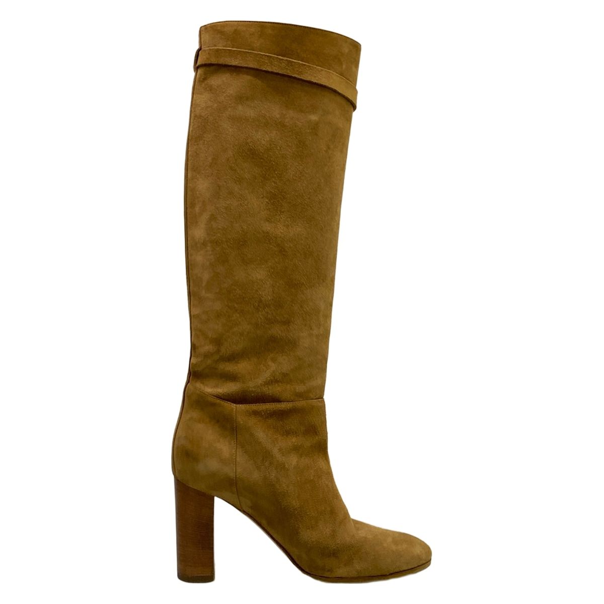 Hermes Long Boots 38 Brown Kelly Buckle Silver — view 2