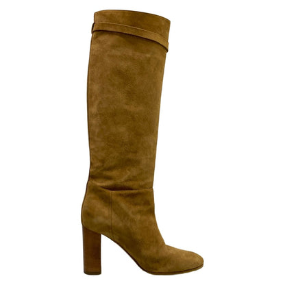 Hermes Long Boots 38 Brown Kelly Buckle Silver — view 2