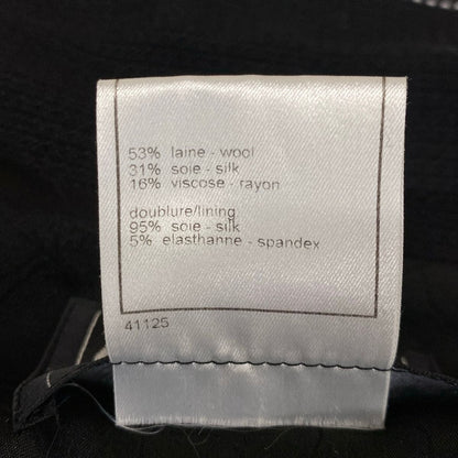 Chanel Jacket 38 M Black White Long Sleeve Shoulder Pad Spring Autumn Wool Silk — view 4