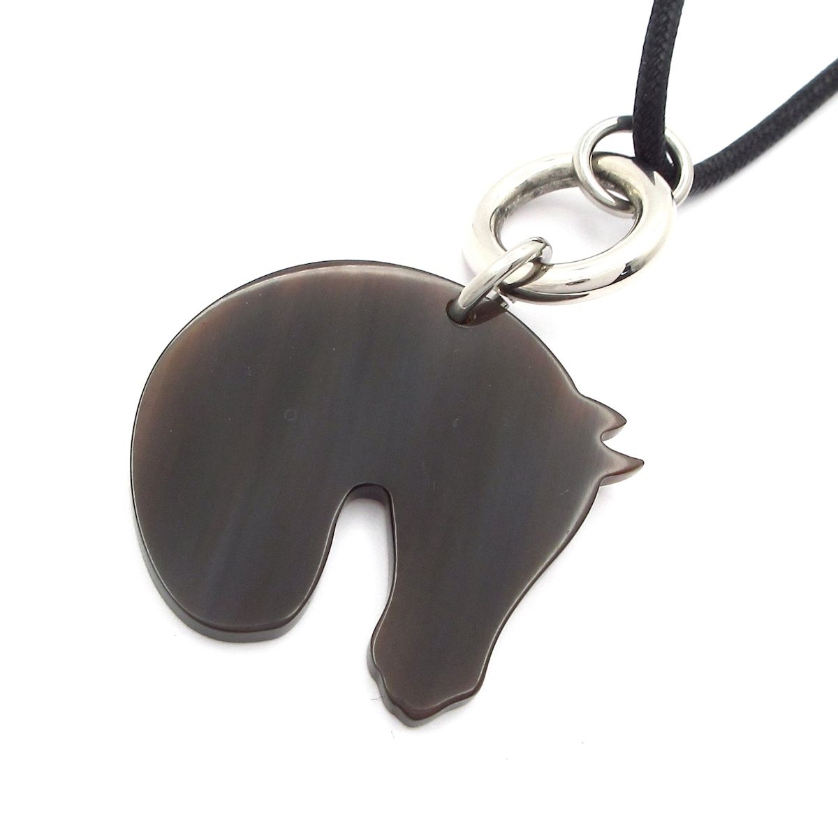 Hermes Necklace Dark Brown Black Horse