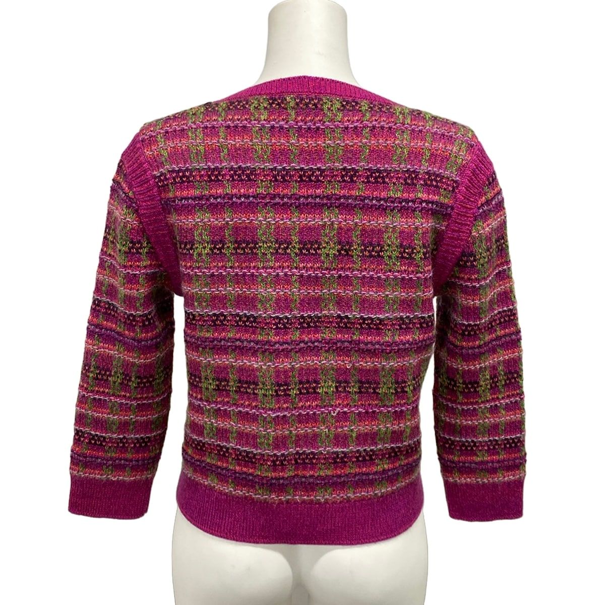 Chanel Cardigan 38 M Pink Green Multi 3/4 Sleeve Cashmere — view 2
