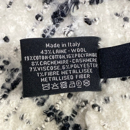Chanel Scarf White Black Plaid CC Logo Tweed Cotton — view 3