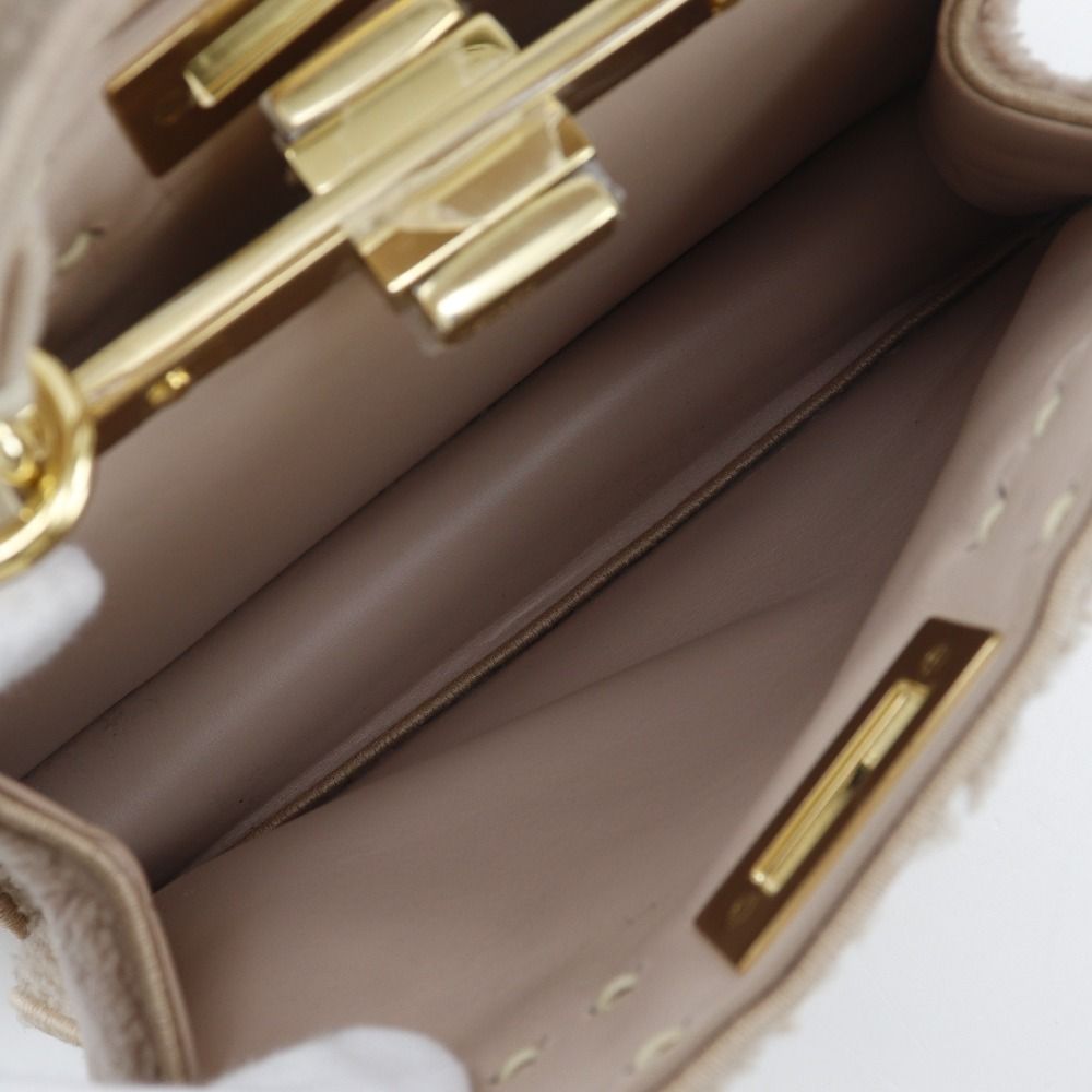 Fendi Peekaboo 2-Way Shoulder Shearling Pink Beige Handbag — view 7