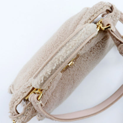 Fendi Peekaboo 2-Way Shoulder Shearling Pink Beige Handbag — view 5