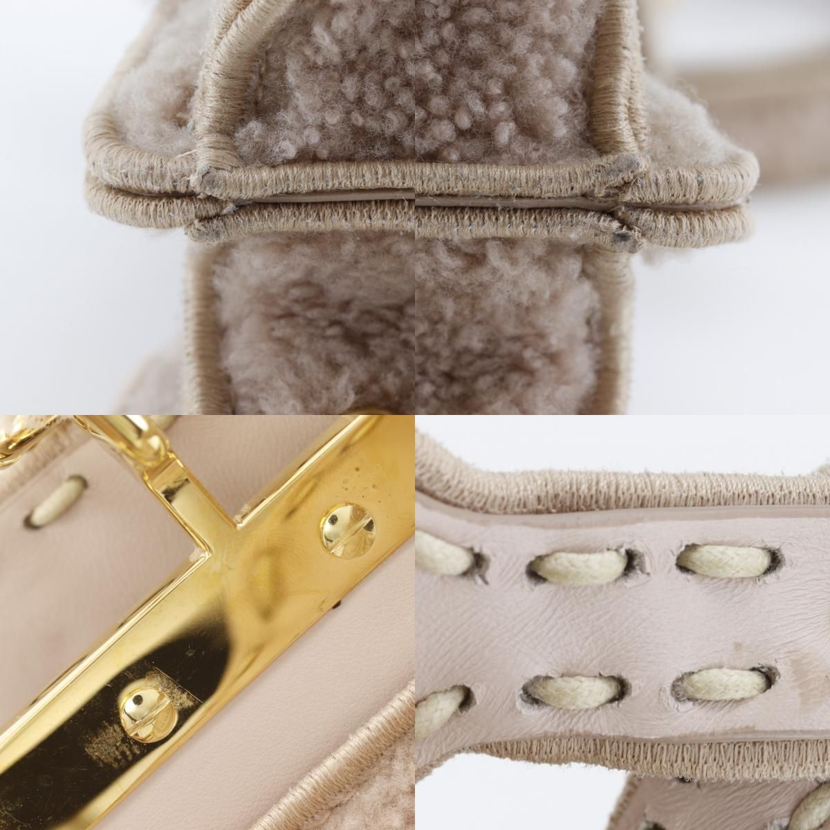 Fendi Peekaboo 2-Way Shoulder Shearling Pink Beige Handbag — view 9
