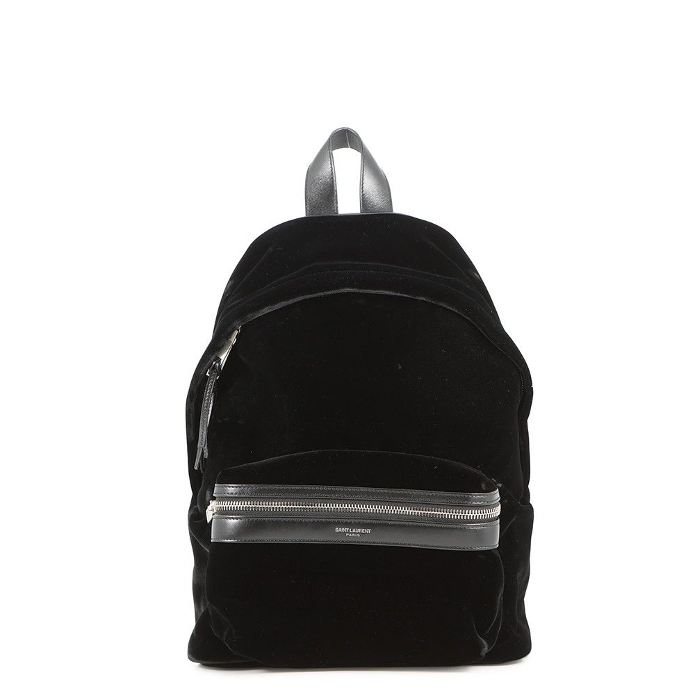 Saint Laurent Paris Sac City Backpack Velour Black