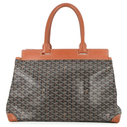 Goyard Tote Bellechasse MM Leather Black Brown Herringbone