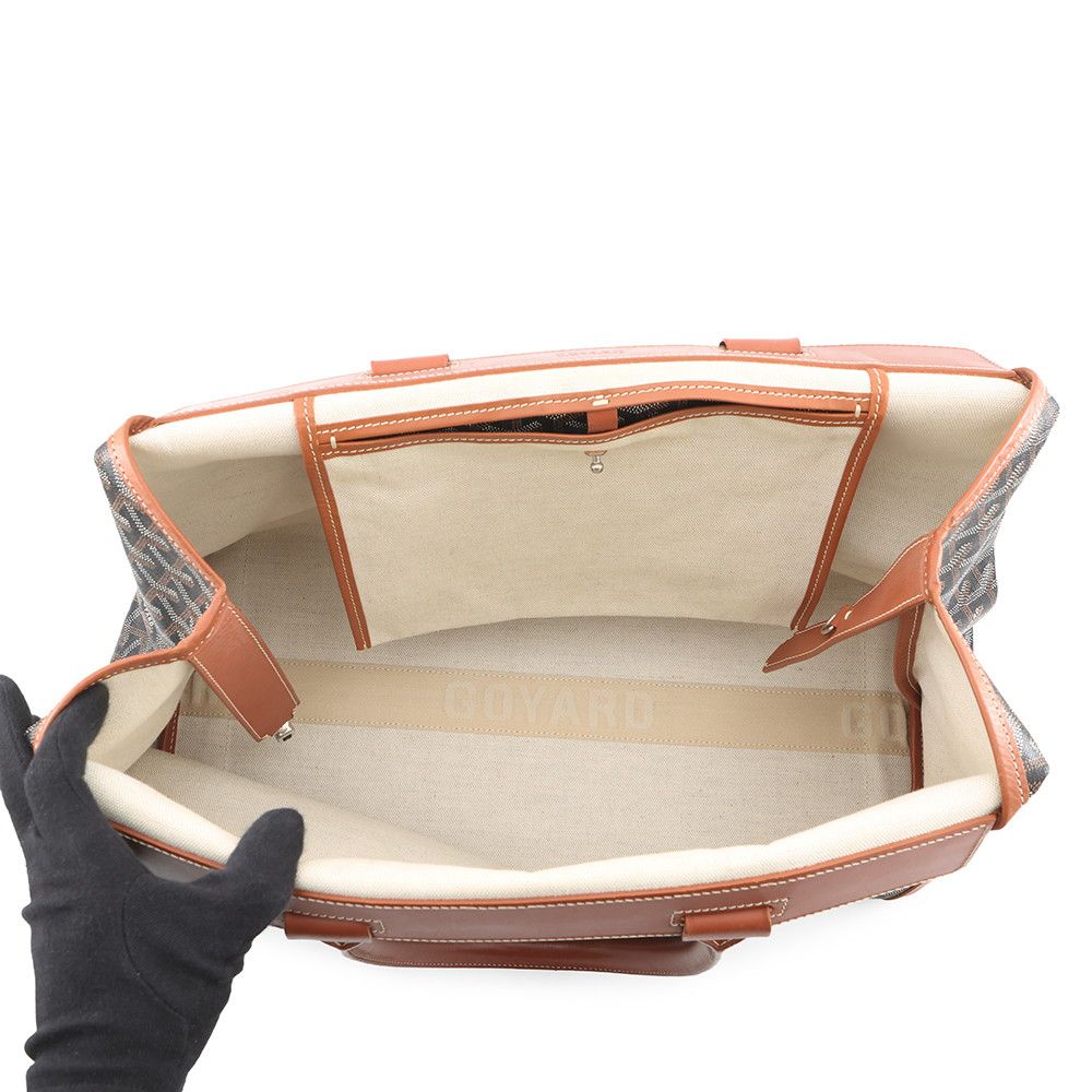 Goyard Tote Bellechasse MM Leather Black Brown Herringbone — view 5
