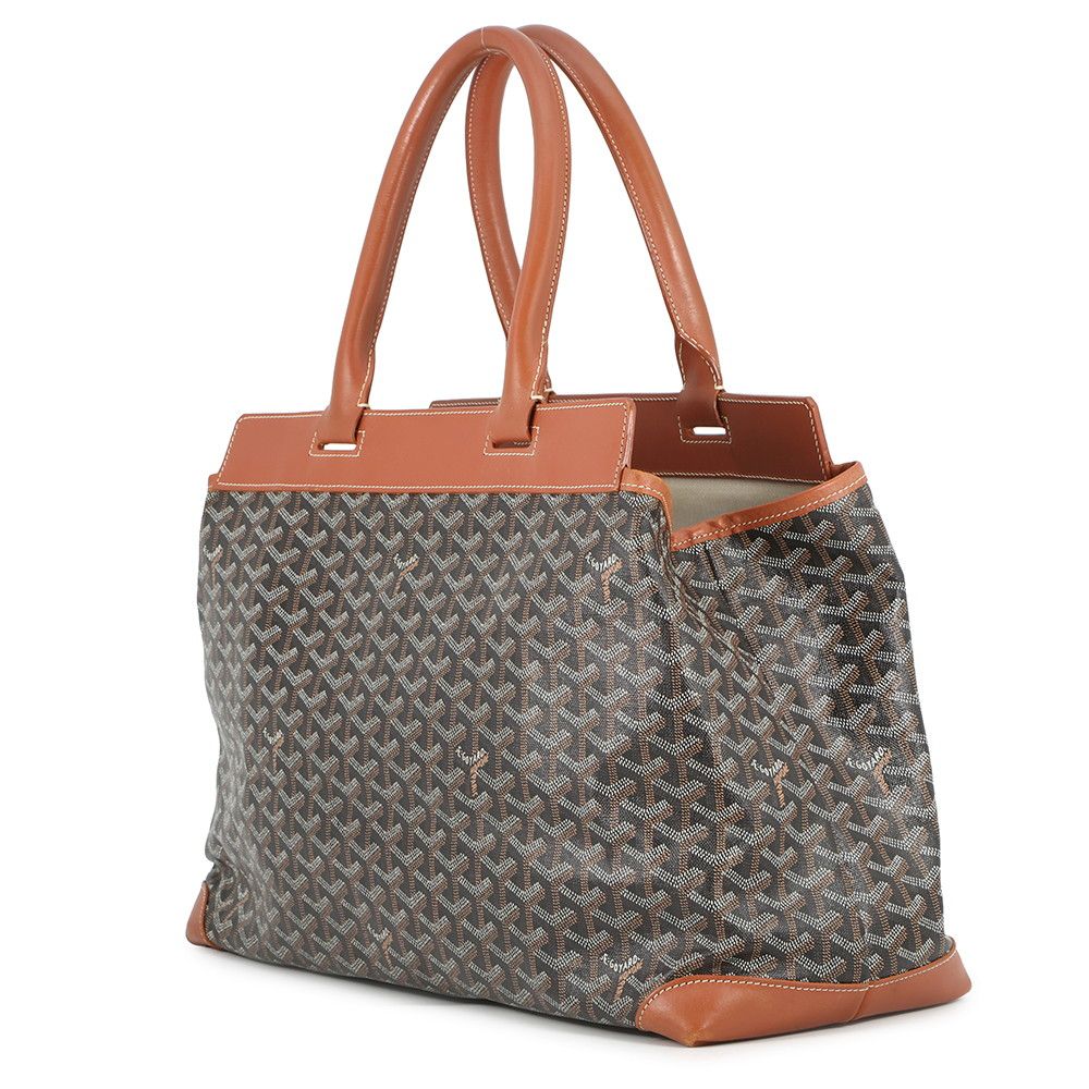 Goyard Tote Bellechasse MM Leather Black Brown Herringbone — view 2
