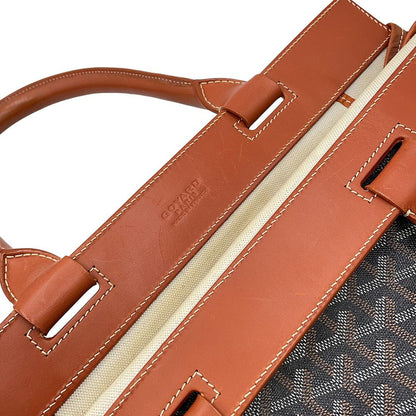 Goyard Tote Bellechasse MM Leather Black Brown Herringbone — view 9