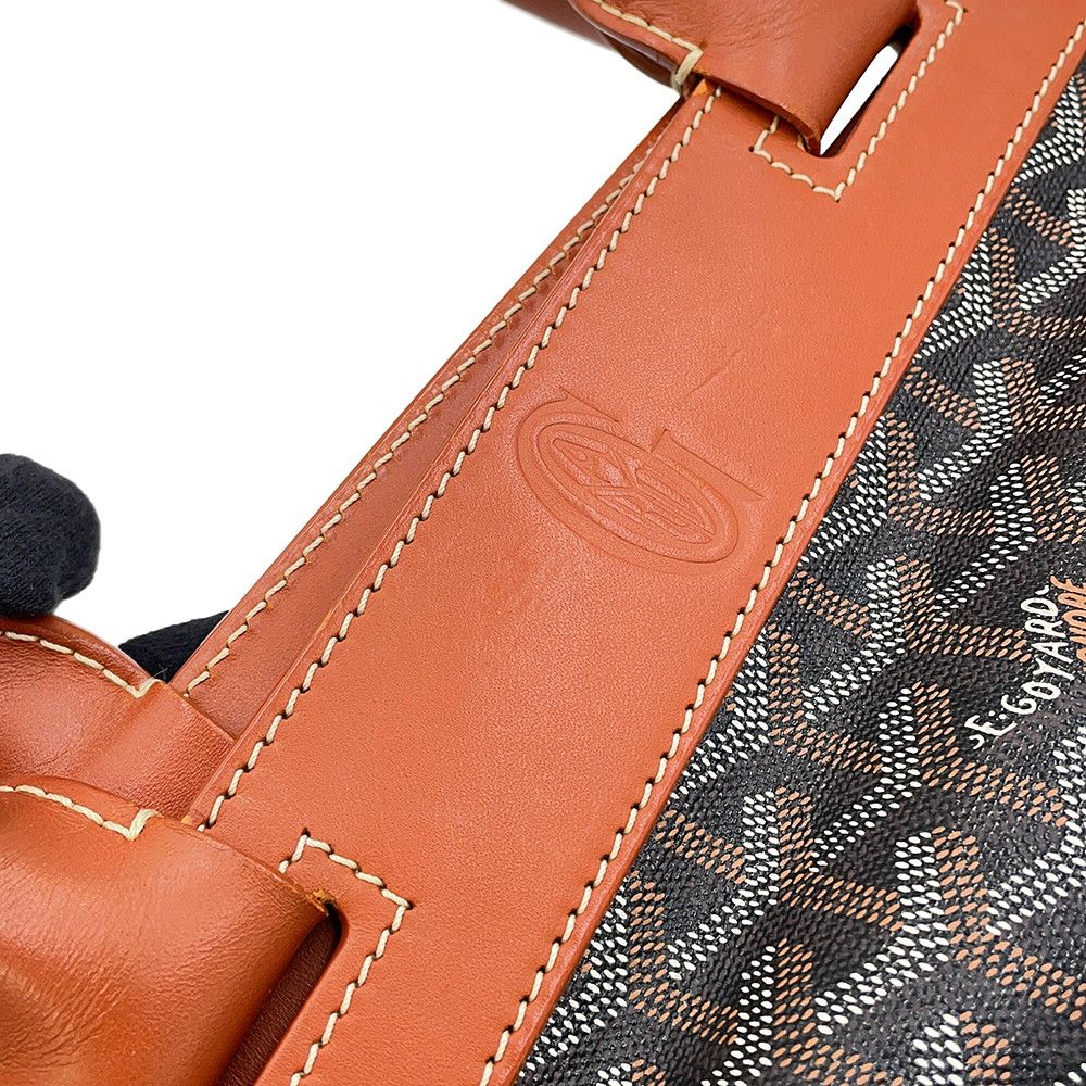 Goyard Tote Bellechasse MM Leather Black Brown Herringbone — view 7