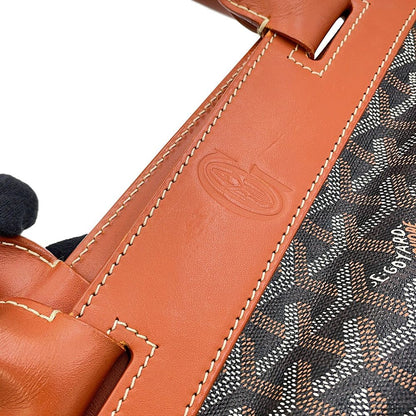 Goyard Tote Bellechasse MM Leather Black Brown Herringbone — view 7