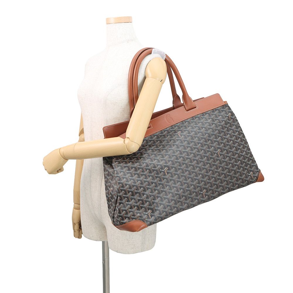 Goyard Tote Bellechasse MM Leather Black Brown Herringbone — view 4