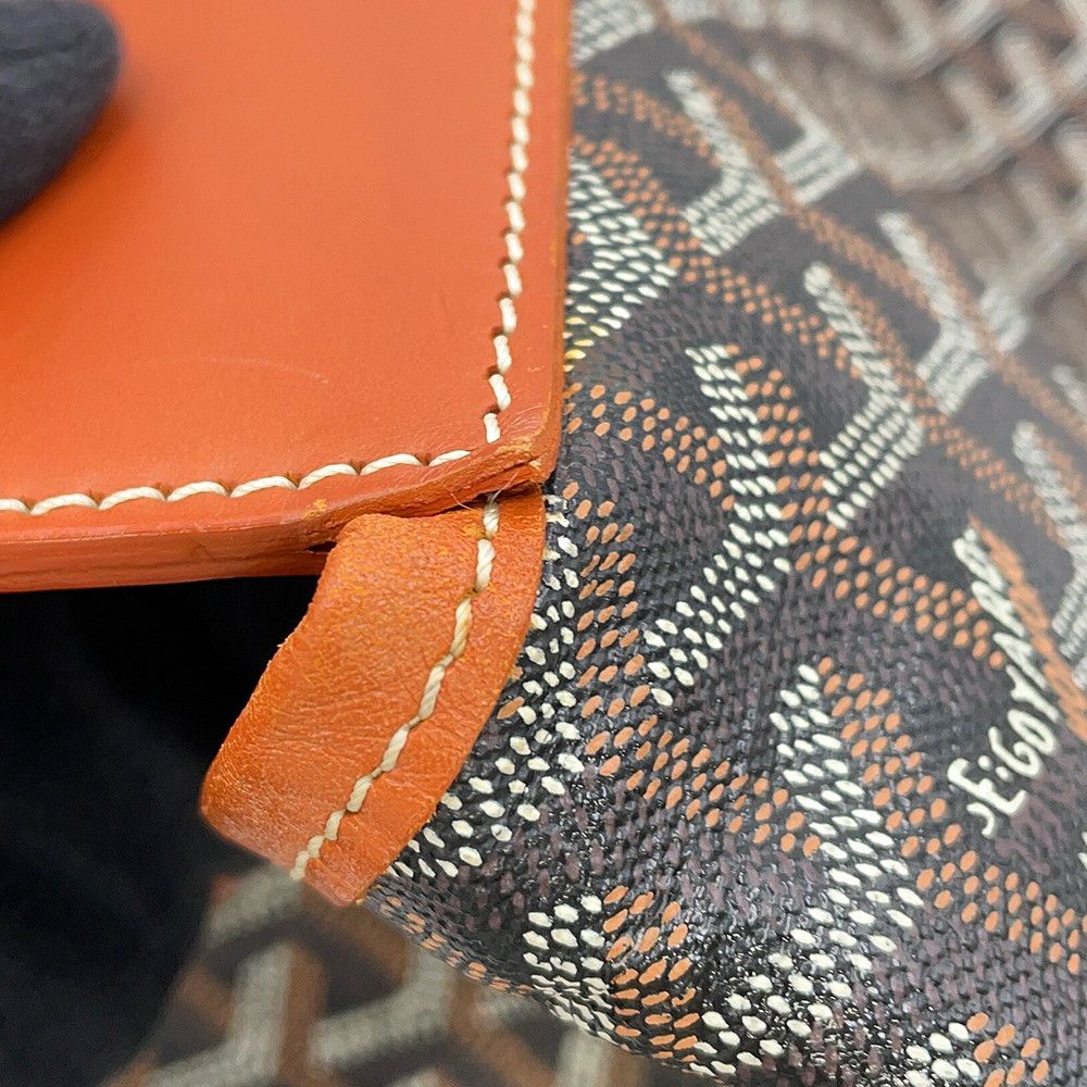 Goyard Tote Bellechasse MM Leather Black Brown Herringbone — view 8