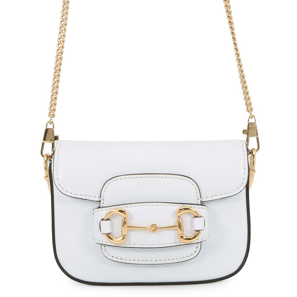 Gucci Chain Shoulder Bag Horsebit Nano Pouch White