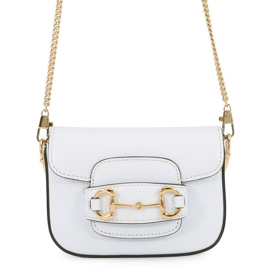 Gucci Chain Shoulder Bag Horsebit Nano Pouch White