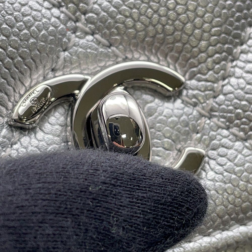 Chanel Handbag CC Logo Top Handle Quilted Caviar Leather Xxs 2-Way Shoulder Coco — view 9