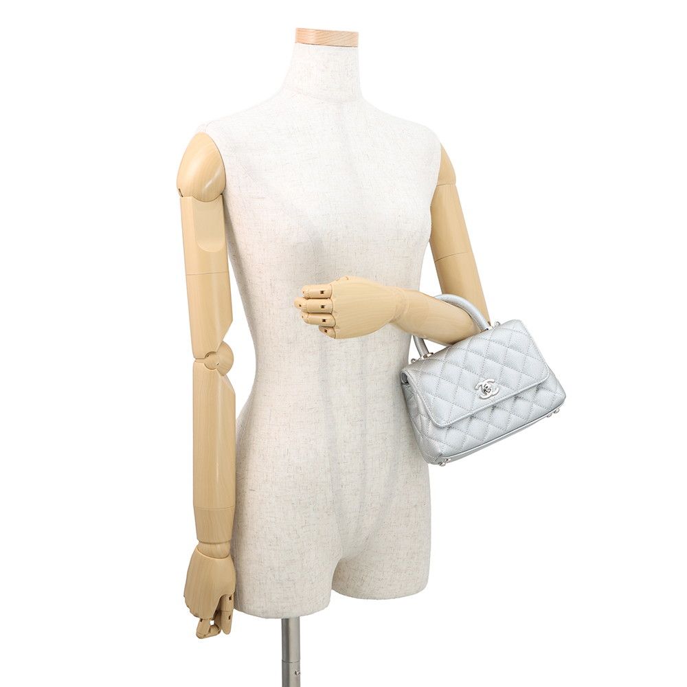 Chanel Handbag CC Logo Top Handle Quilted Caviar Leather Xxs 2-Way Shoulder Coco — view 4