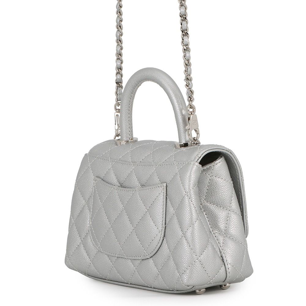 Chanel Handbag CC Logo Top Handle Quilted Caviar Leather Xxs 2-Way Shoulder Coco — view 2