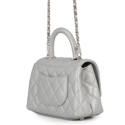 Chanel Handbag CC Logo Top Handle Quilted Caviar Leather Xxs 2-Way Shoulder Coco — view 2