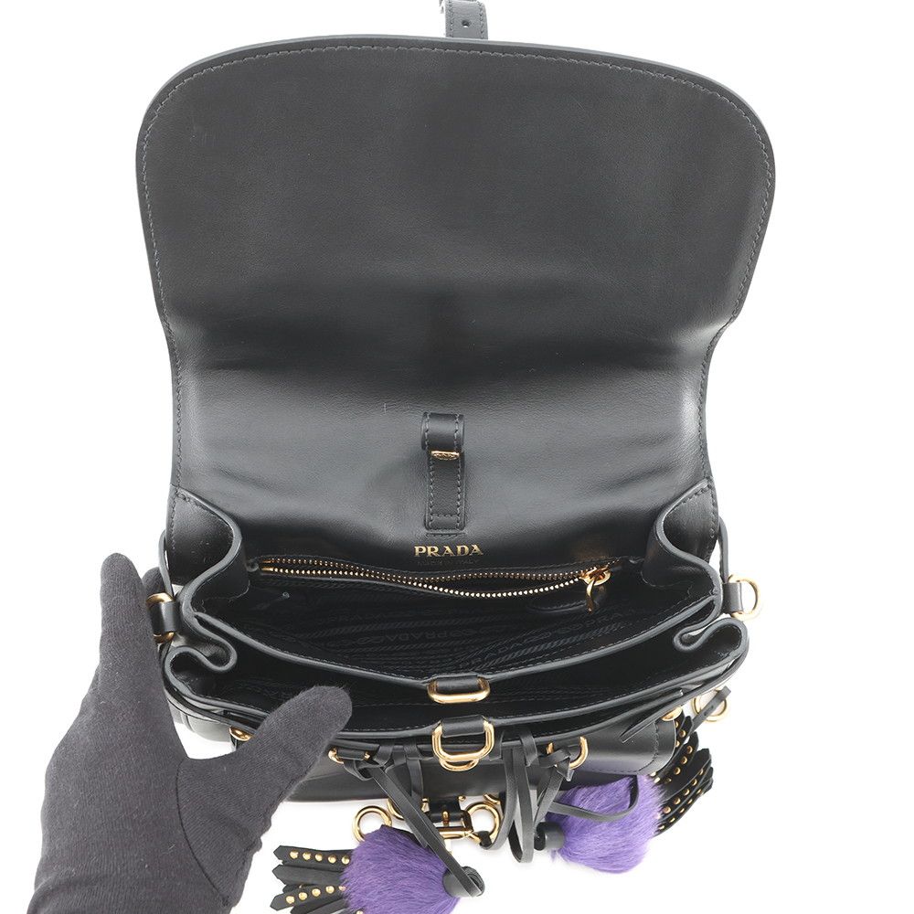 Prada Shoulder Bag Col Leather Black 2-Way — view 7