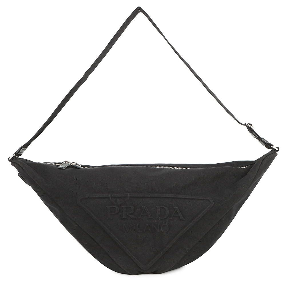 Prada Shoulder Bag Triangle Canvas Black