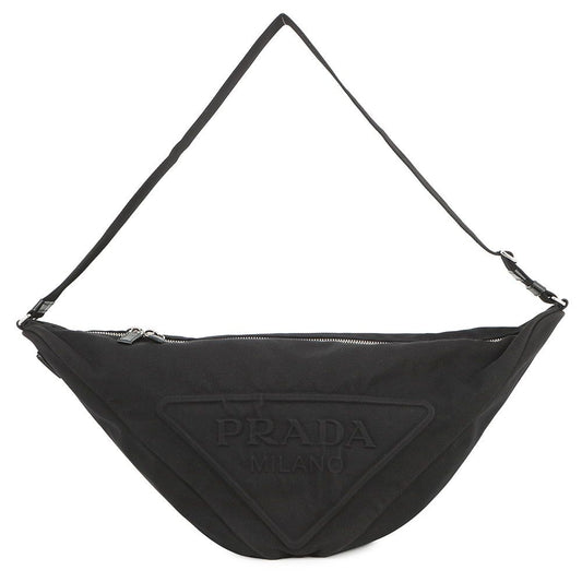 Prada Shoulder Bag Triangle Canvas Black