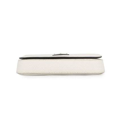 Prada Shoulder Bag Saffiano Triangle Logo Leather White — view 3