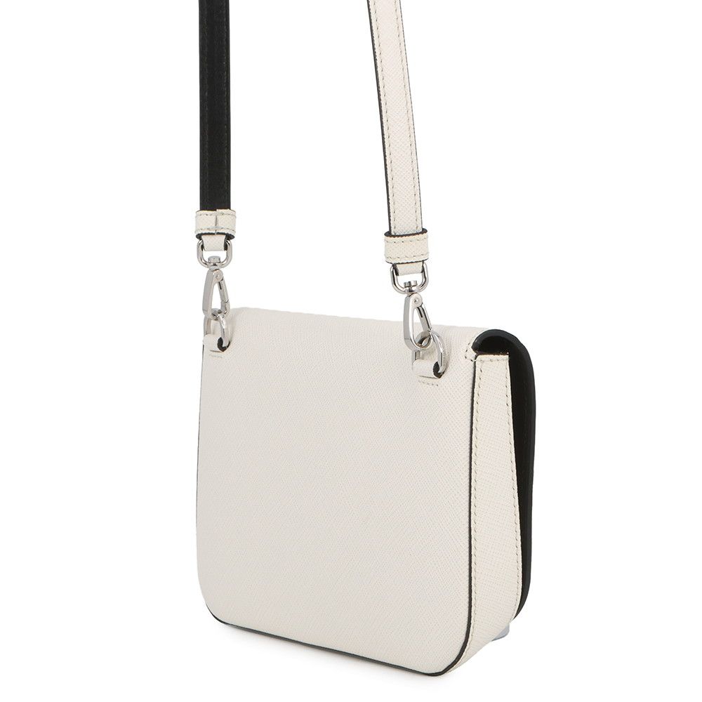 Prada Shoulder Bag Saffiano Triangle Logo Leather White — view 2