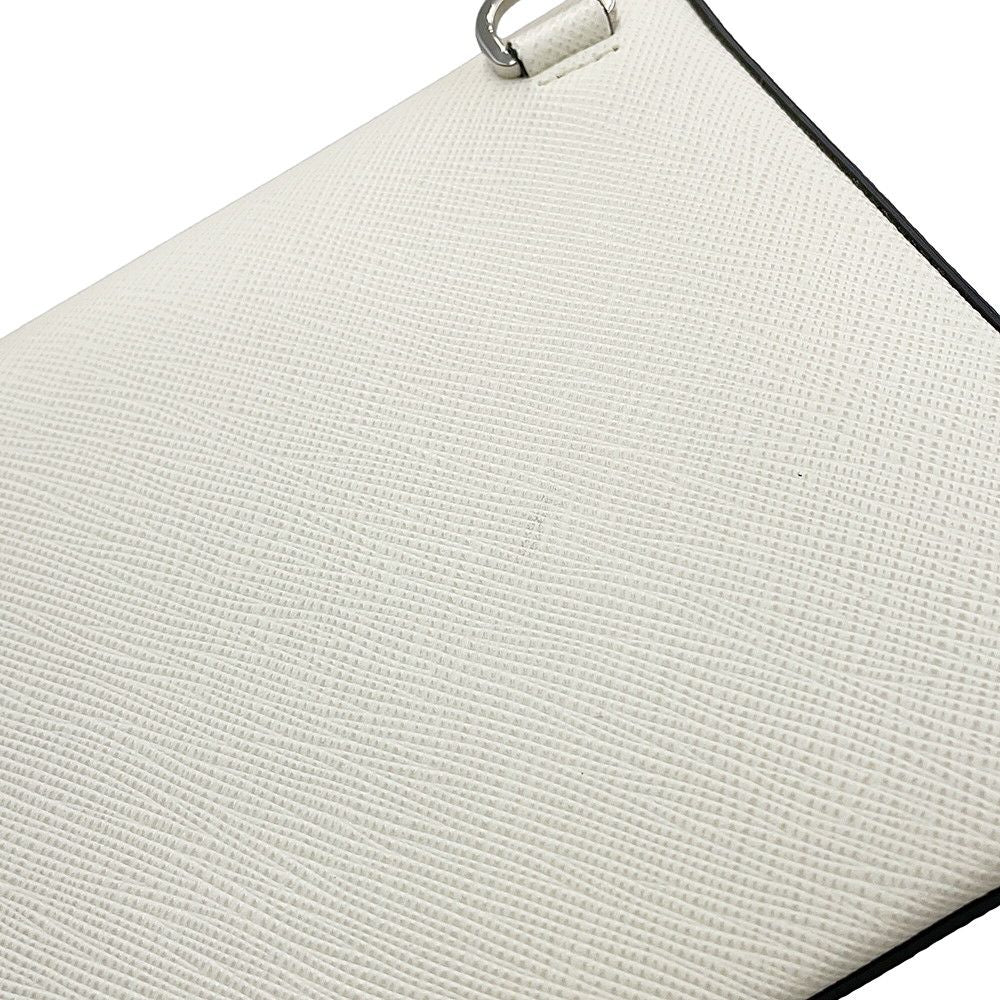 Prada Shoulder Bag Saffiano Triangle Logo Leather White — view 6