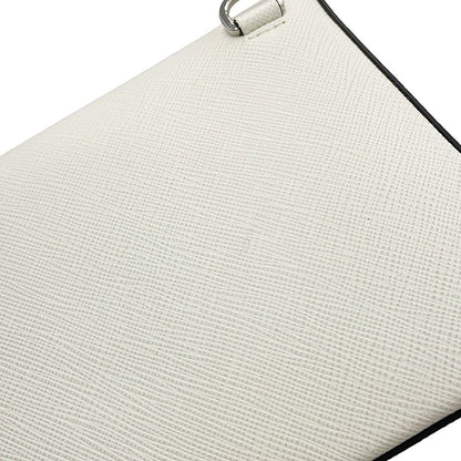 Prada Shoulder Bag Saffiano Triangle Logo Leather White — view 6