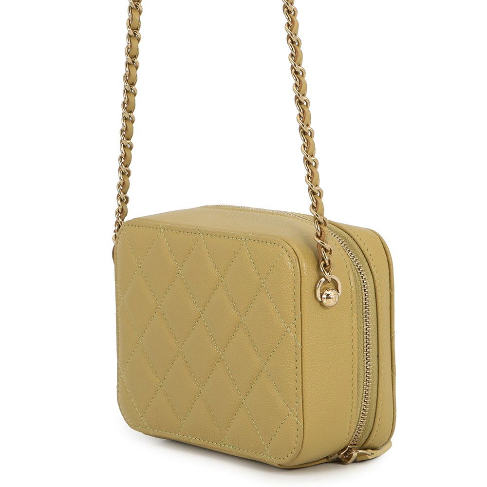 Chanel Chain Shoulder Bag Quilted CC Logo Mini Caviar Leather — view 2