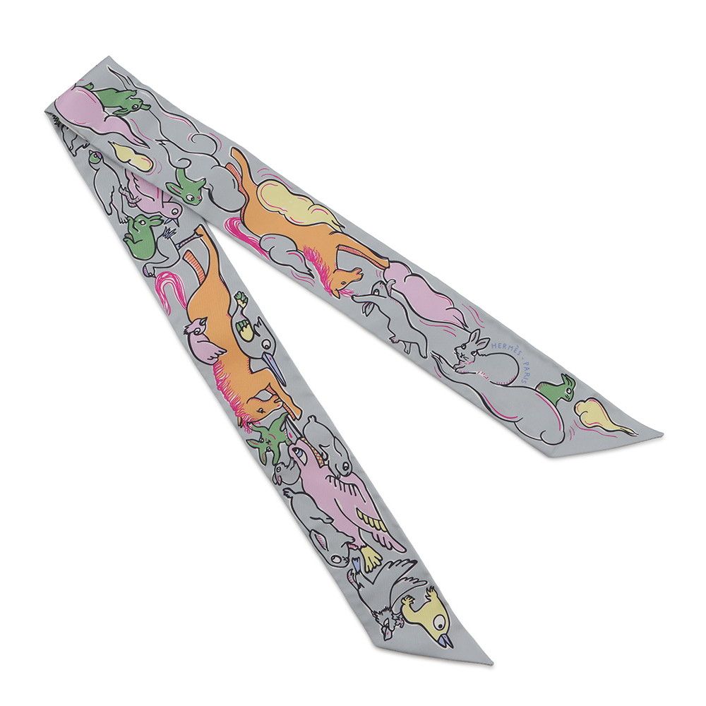Hermes Scarf Twill a Thousand and One Rabbits Mille Et Un Lapins Silk — view 3