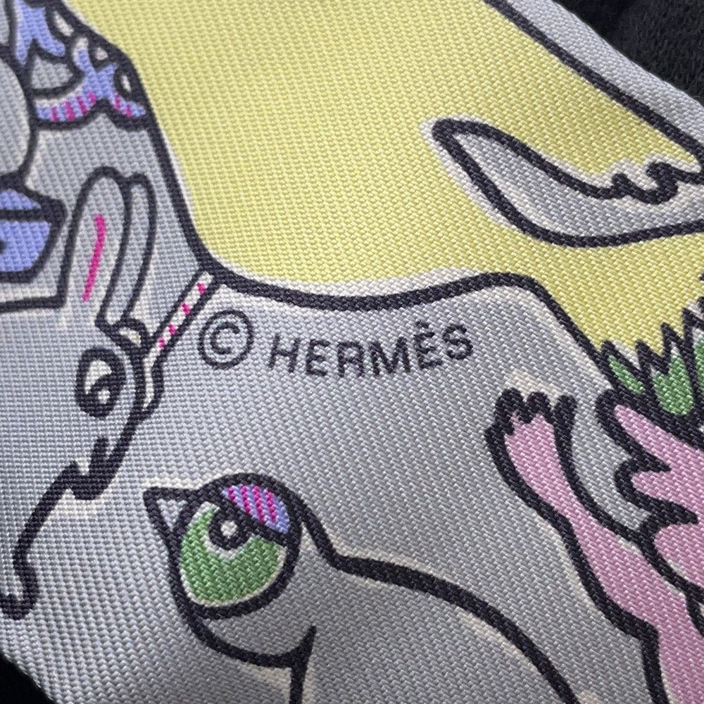 Hermes Scarf Twill a Thousand and One Rabbits Mille Et Un Lapins Silk — view 6