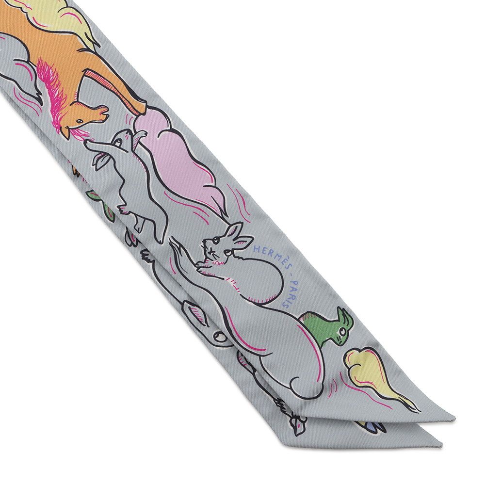 Hermes Scarf Twill a Thousand and One Rabbits Mille Et Un Lapins Silk — view 4