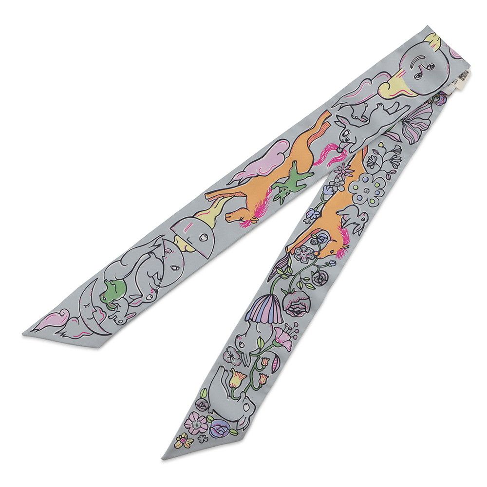 Hermes Scarf Twill a Thousand and One Rabbits Mille Et Un Lapins Silk — view 2