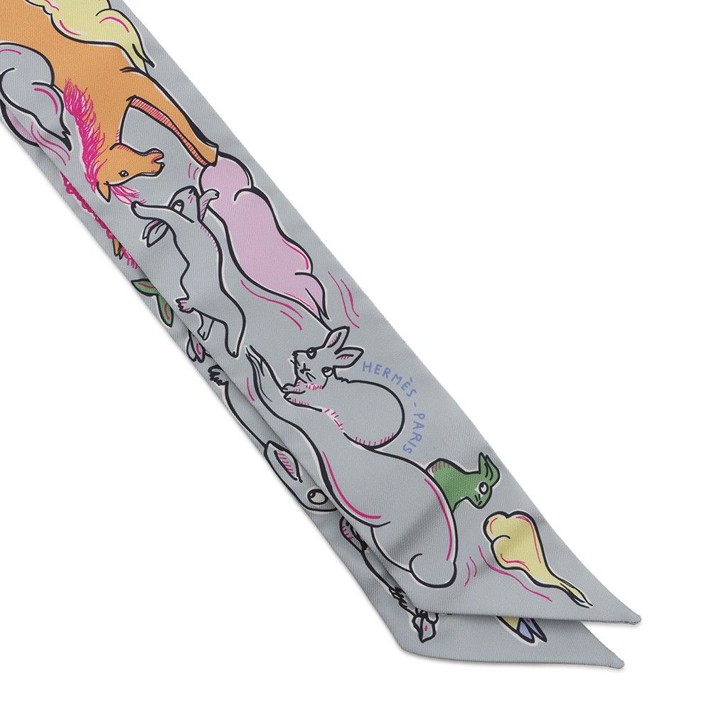Hermes Scarf Twill a Thousand and One Rabbits Mille Et Un Lapins Silk — view 4