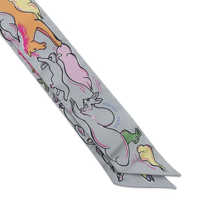 Hermes Scarf Twill a Thousand and One Rabbits Mille Et Un Lapins Silk — view 4