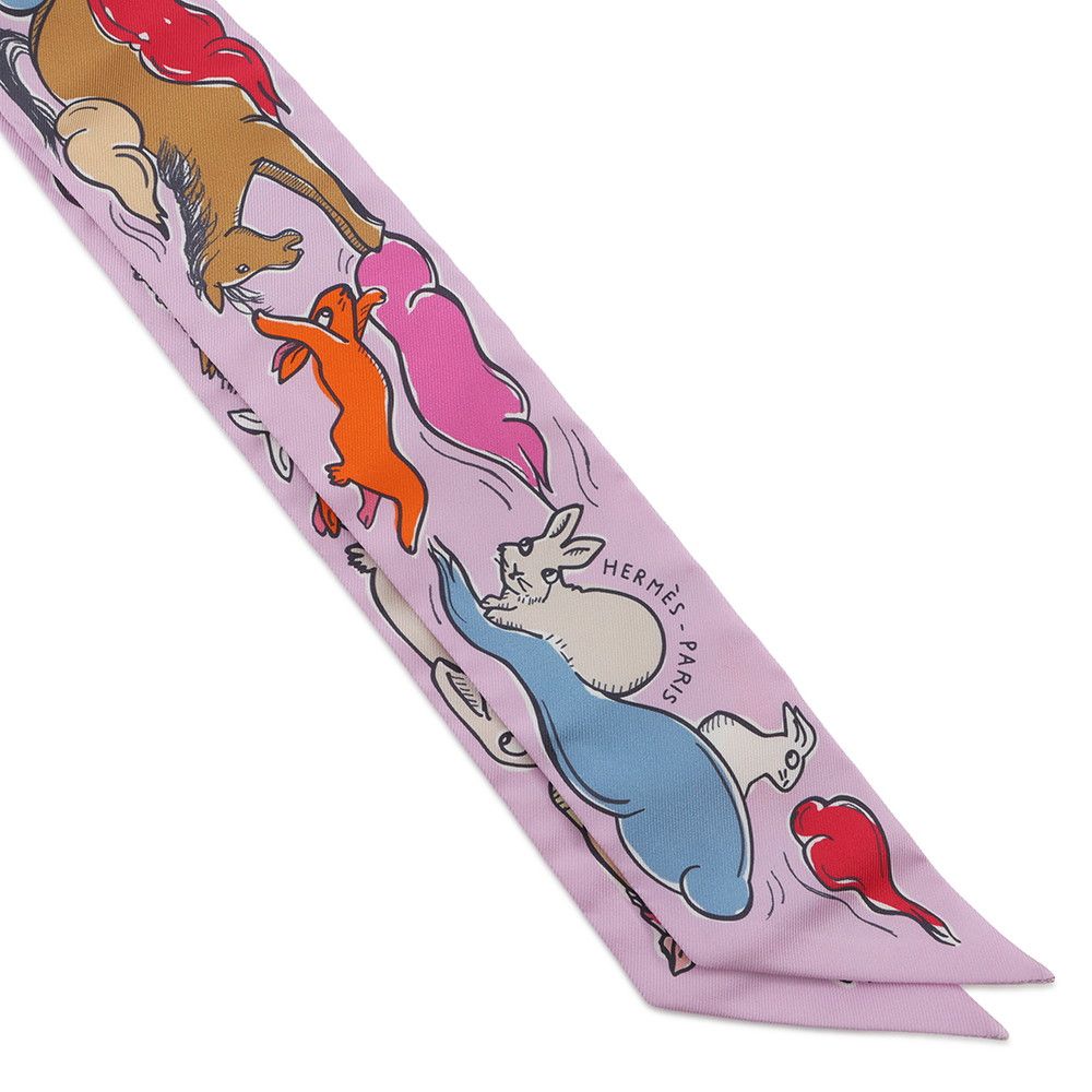 Hermes Scarf Twill a Thousand and One Rabbits Mille Et Un Lapins Silk — view 4
