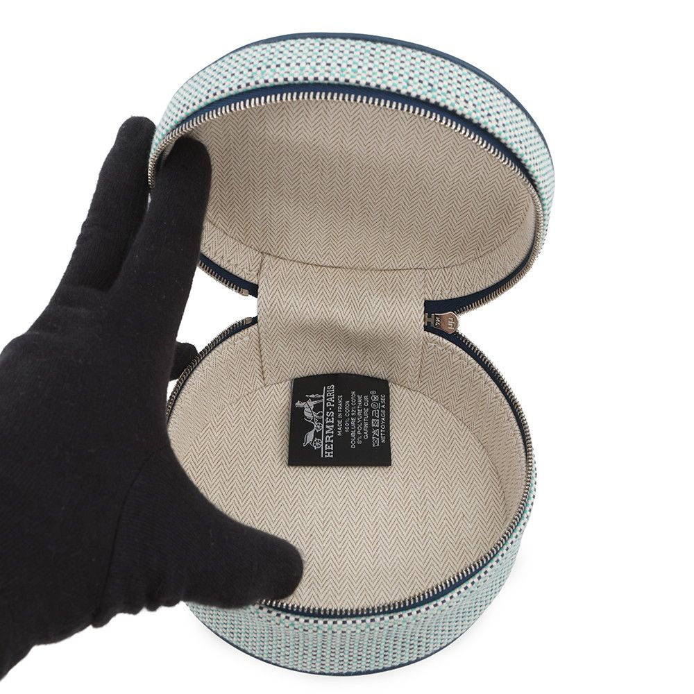 Hermes Pouch Evasion Cotton Marine Silver Case — view 4