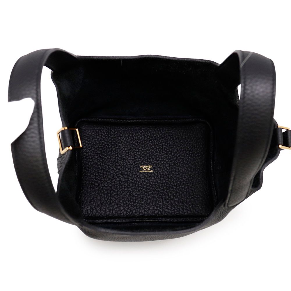 Hermes Handbag Picotin Lock PM Black Gold Taurillon Clemence — view 5