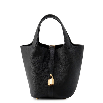 Hermes Handbag Picotin Lock PM Black Gold Taurillon Clemence