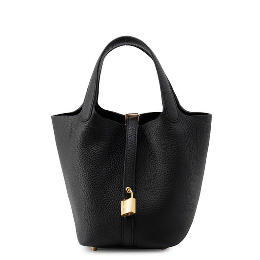 Hermes Handbag Picotin Lock PM Black Gold Taurillon Clemence
