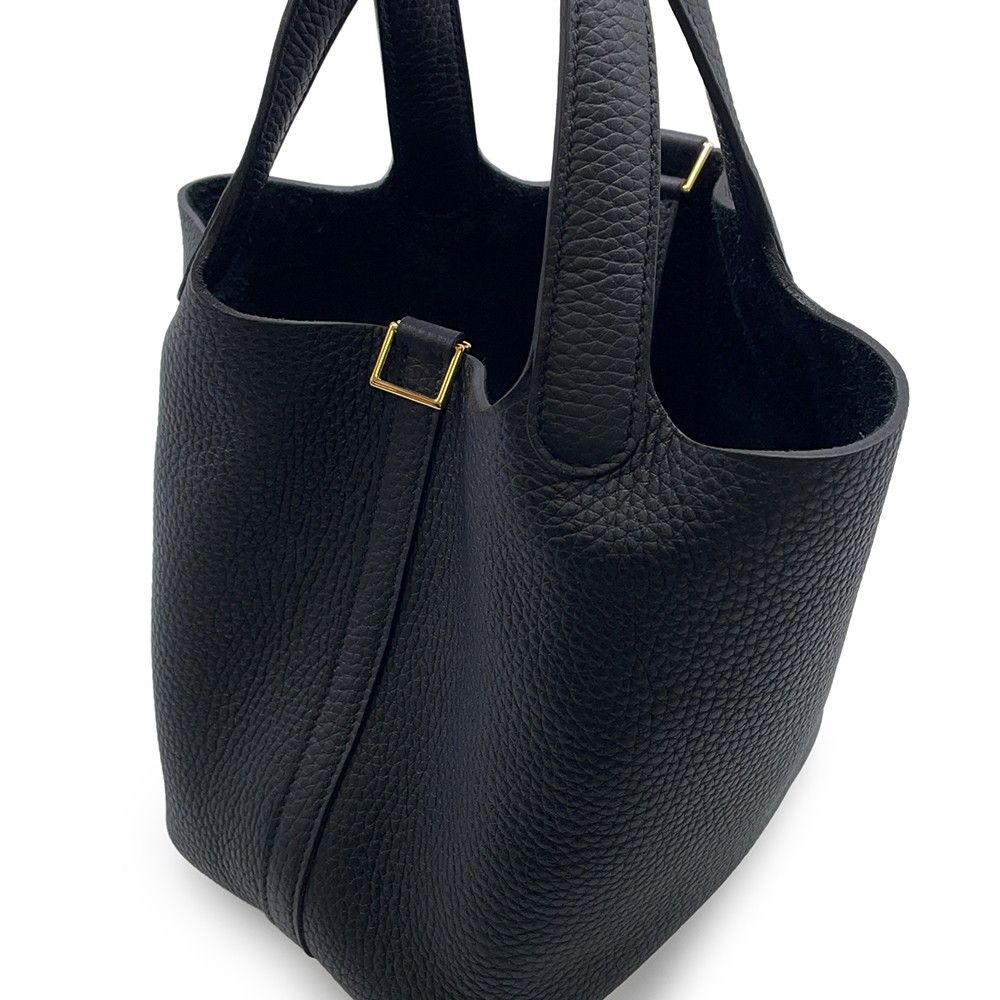 Hermes Handbag Picotin Lock PM Black Gold Taurillon Clemence — view 6
