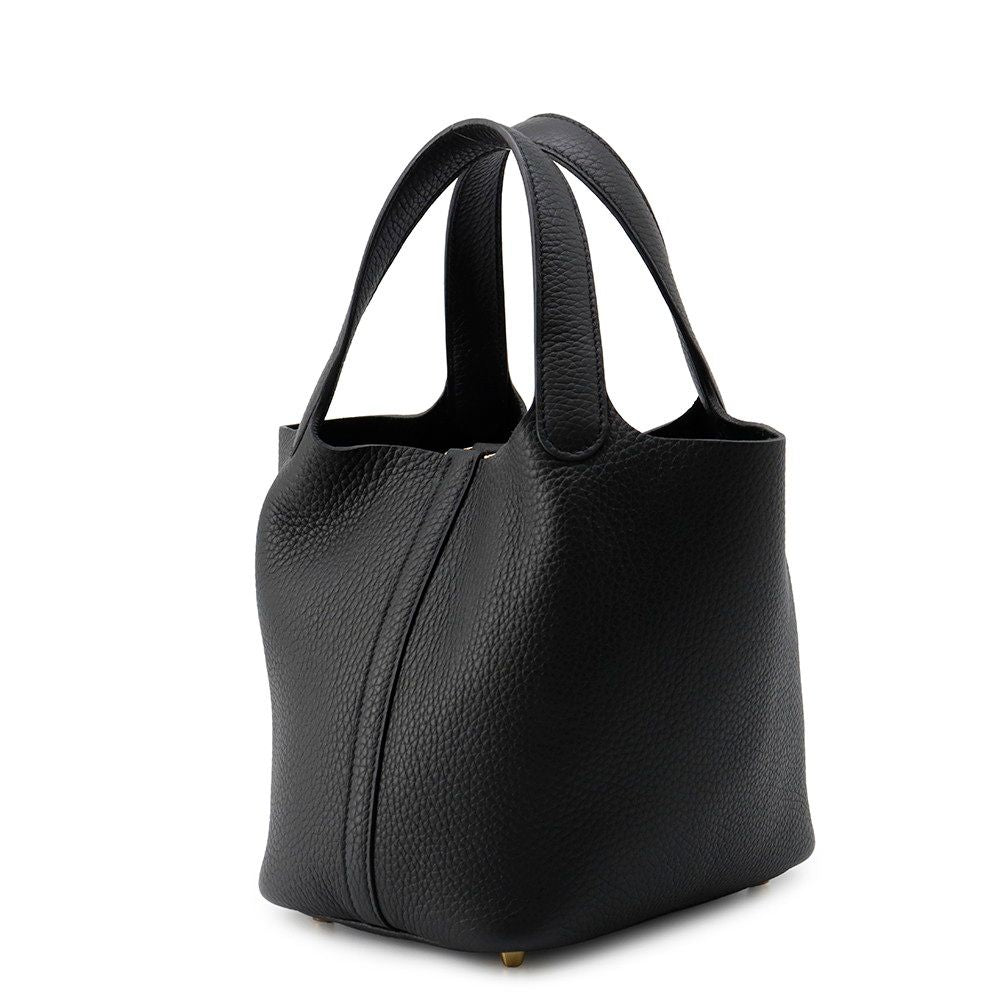 Hermes Handbag Picotin Lock PM Black Gold Taurillon Clemence — view 2