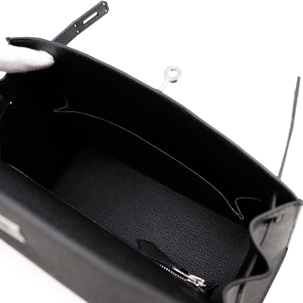 Hermes Handbag Kelly 25 Sellier Black Silver Epsom 2-Way — view 6