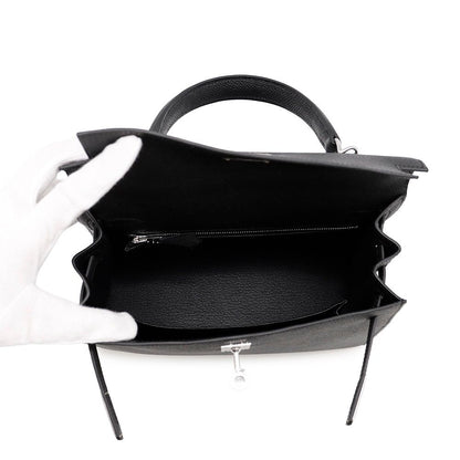 Hermes Handbag Kelly 25 Sellier Black Silver Epsom 2-Way — view 5