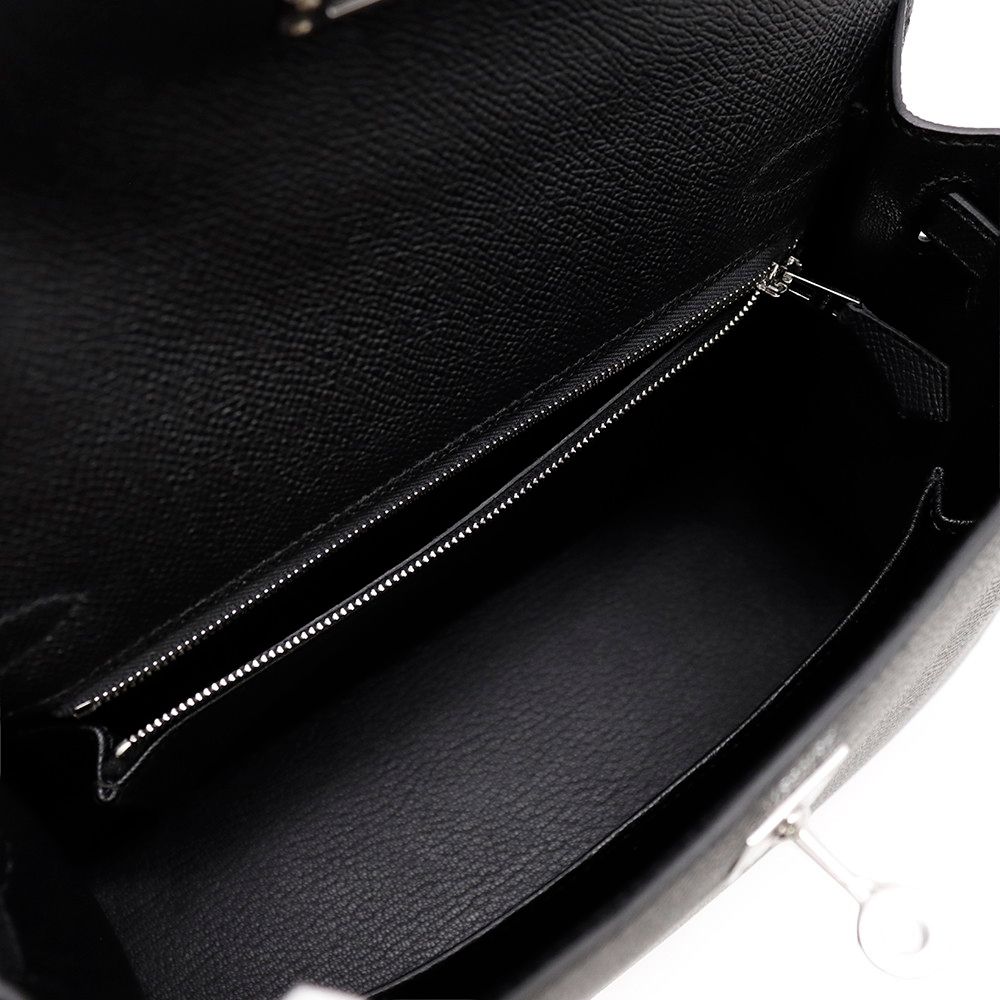 Hermes Handbag Kelly 25 Sellier Black Silver Epsom 2-Way — view 7