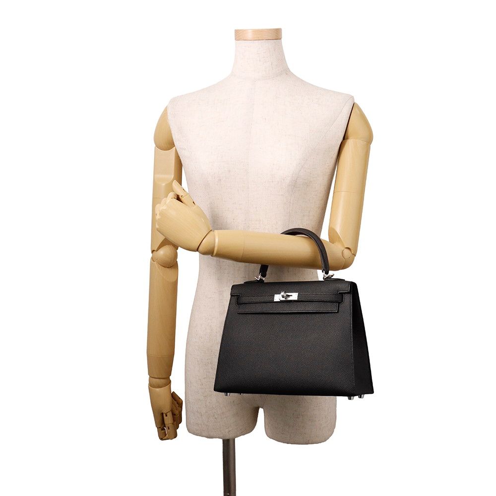 Hermes Handbag Kelly 25 Sellier Black Silver Epsom 2-Way — view 4