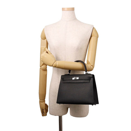 Hermes Handbag Kelly 25 Sellier Black Silver Epsom 2-Way — view 4